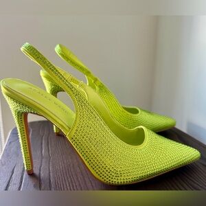 Azalea Wang Neon Rhinestone Slingback Heels NWT Size 7.5